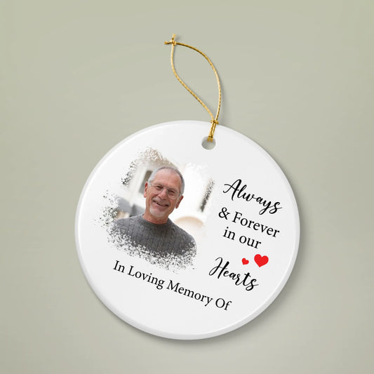 Personalized Memorial Ornament – Custom Photo, Name & Dates