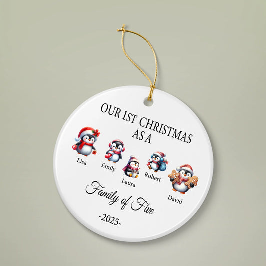 Personalized Family Christmas Ornament – Custom Names, First Christmas 2025