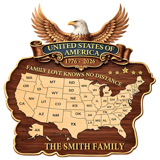Family Love America 250th Anniversary - Personalized Custom Wood Sign