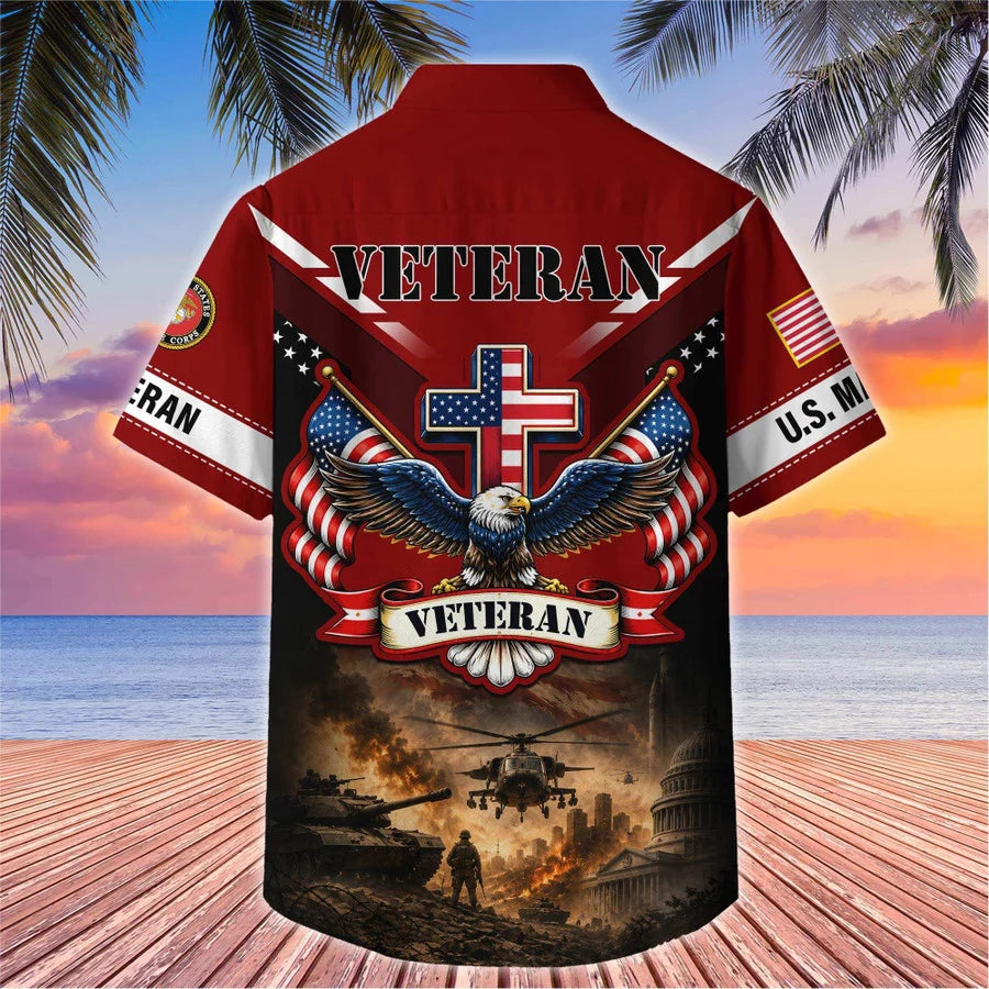 Premium US Veterans Hawaiian Shirt, Gifts For Father's Day, Gifts For US Veterans