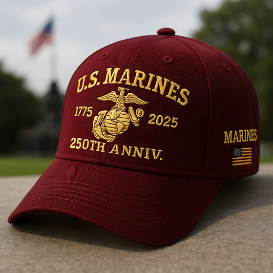 Premium USMC Embroidered Hats , 250th Anniversary Marine Corps Hat, Gifts For Marine Veteran, Gifts On Father's Day, Veterans Day.