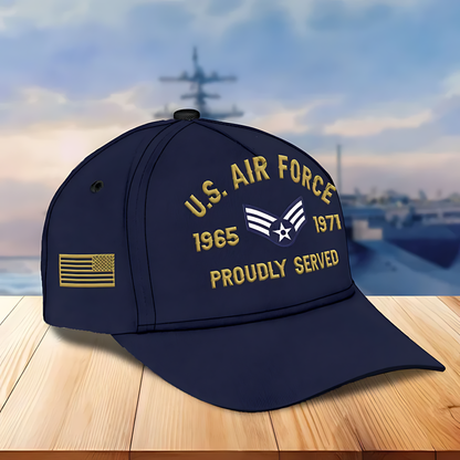 Custom Name, Rank, USAF Embroidered Cap, Hat for Air Force Veteran, Gifts for Father's Day, Veterans Day