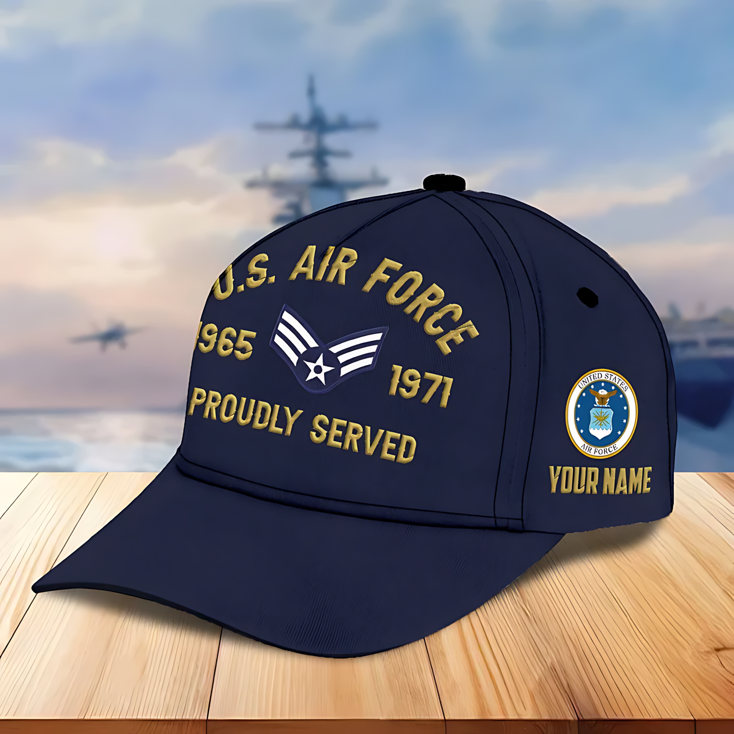 Custom Name, Rank, USAF Embroidered Cap, Hat for Air Force Veteran, Gifts for Father's Day, Veterans Day
