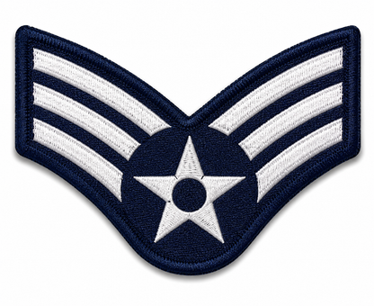 USAF E-4 Sergeant Rank Embroidered Patch – 3 Stripes Air Force Uniform Insignia