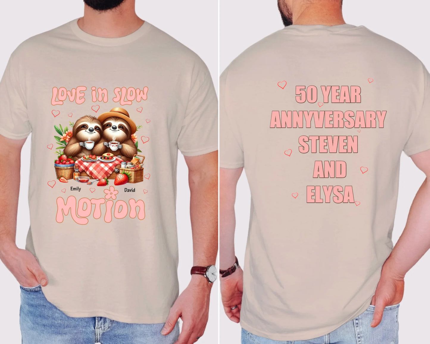 14.Gildan 5000 Light Blue Tshirt Front & Back Mockup,