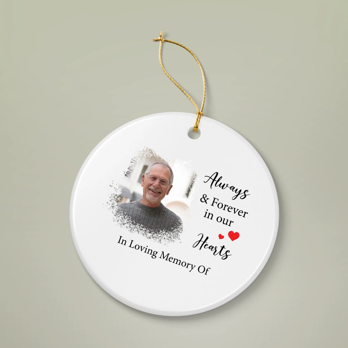 Personalized Memorial Ornament – Custom Photo, Name & Dates