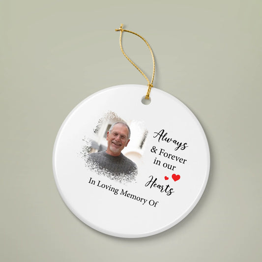 Personalized Memorial Ornament – Custom Photo, Name & Dates