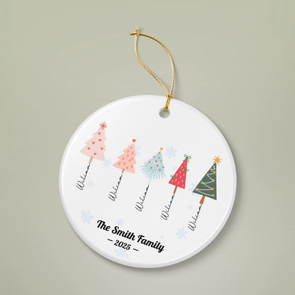 Personalized Family Ceramic Ornament – Custom Names Christmas Tree Design