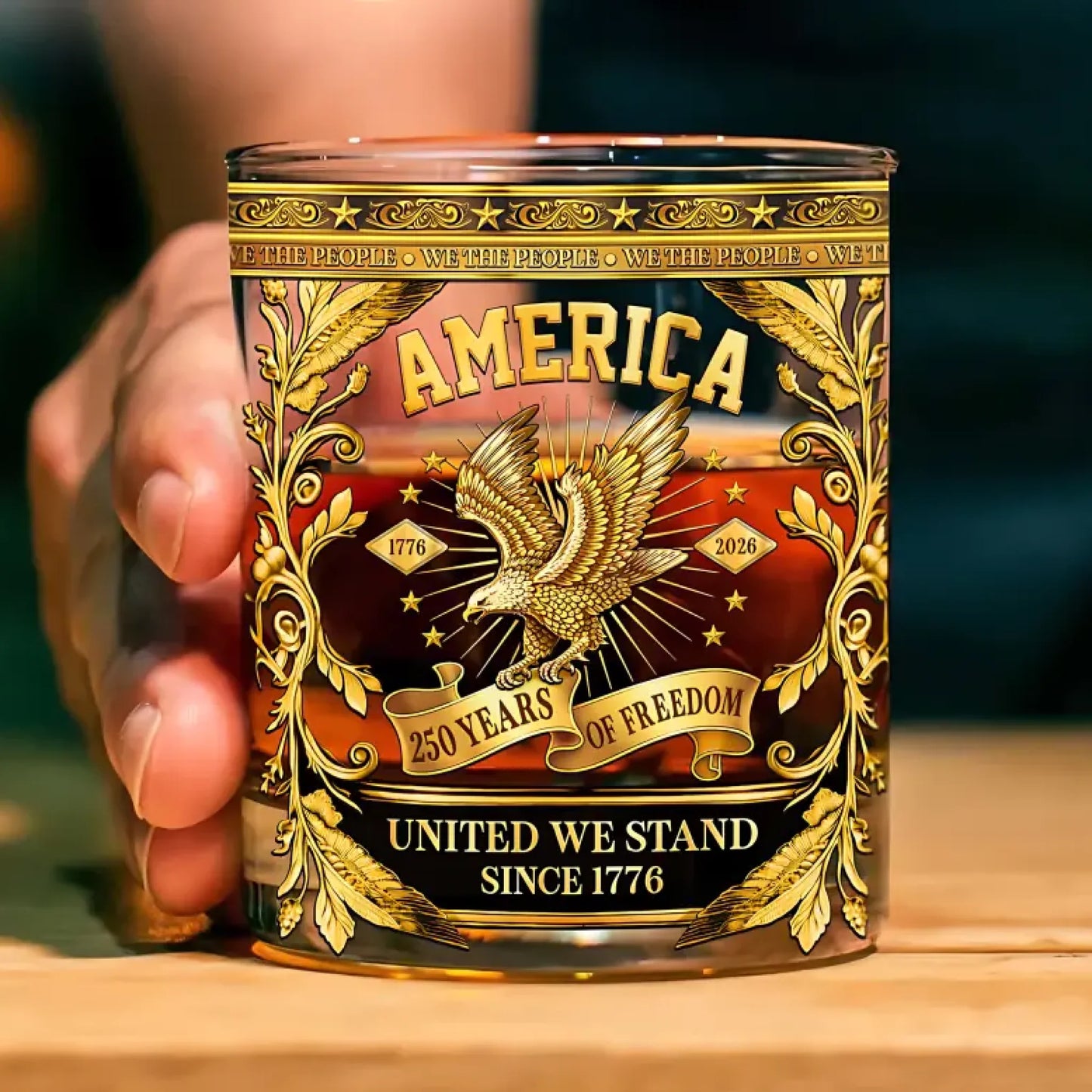 250 Years of Freedom Whiskey Glass | We The People 1776–2026 Whiskey Glass | Patriotic 4th of July Whiskey Glass 684083