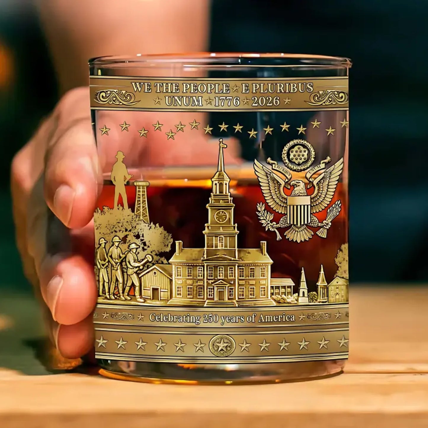 250 Years Anniversary Whiskey Glass | Happy 250th Birthday USA | Patriotic 1776–2026 Whiskey Glass 684041