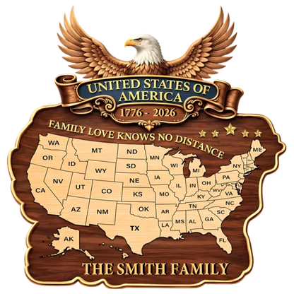 Family Love America 250th Anniversary - Personalized Custom Wood Sign