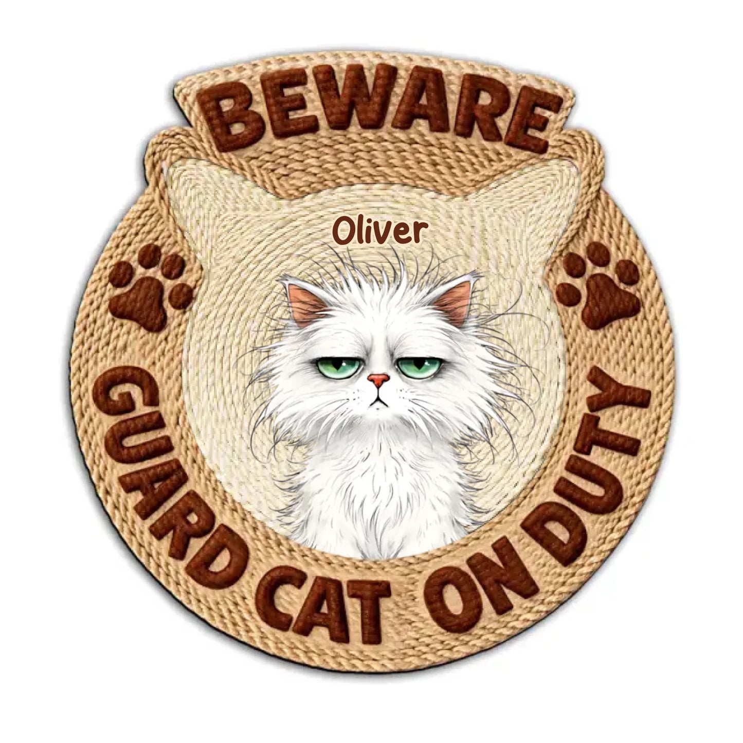 Cat Security On Duty - Personalized Custom Doormat