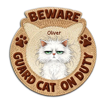 Cat Security On Duty - Personalized Custom Doormat