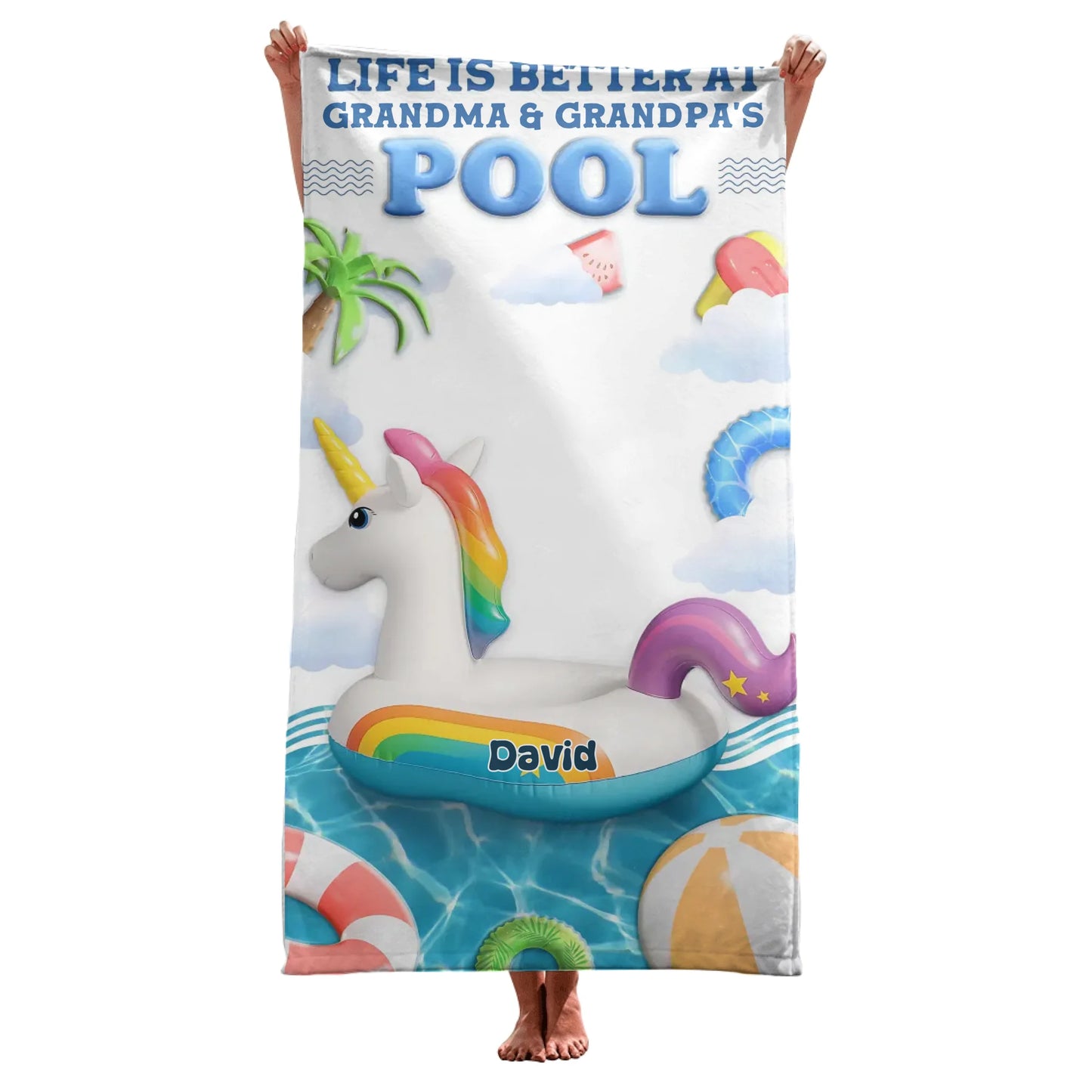 Dive Into Happiness - Personalized Custom Beach Towel