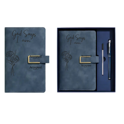 Personalized God Says I Am Leather Journal Set
