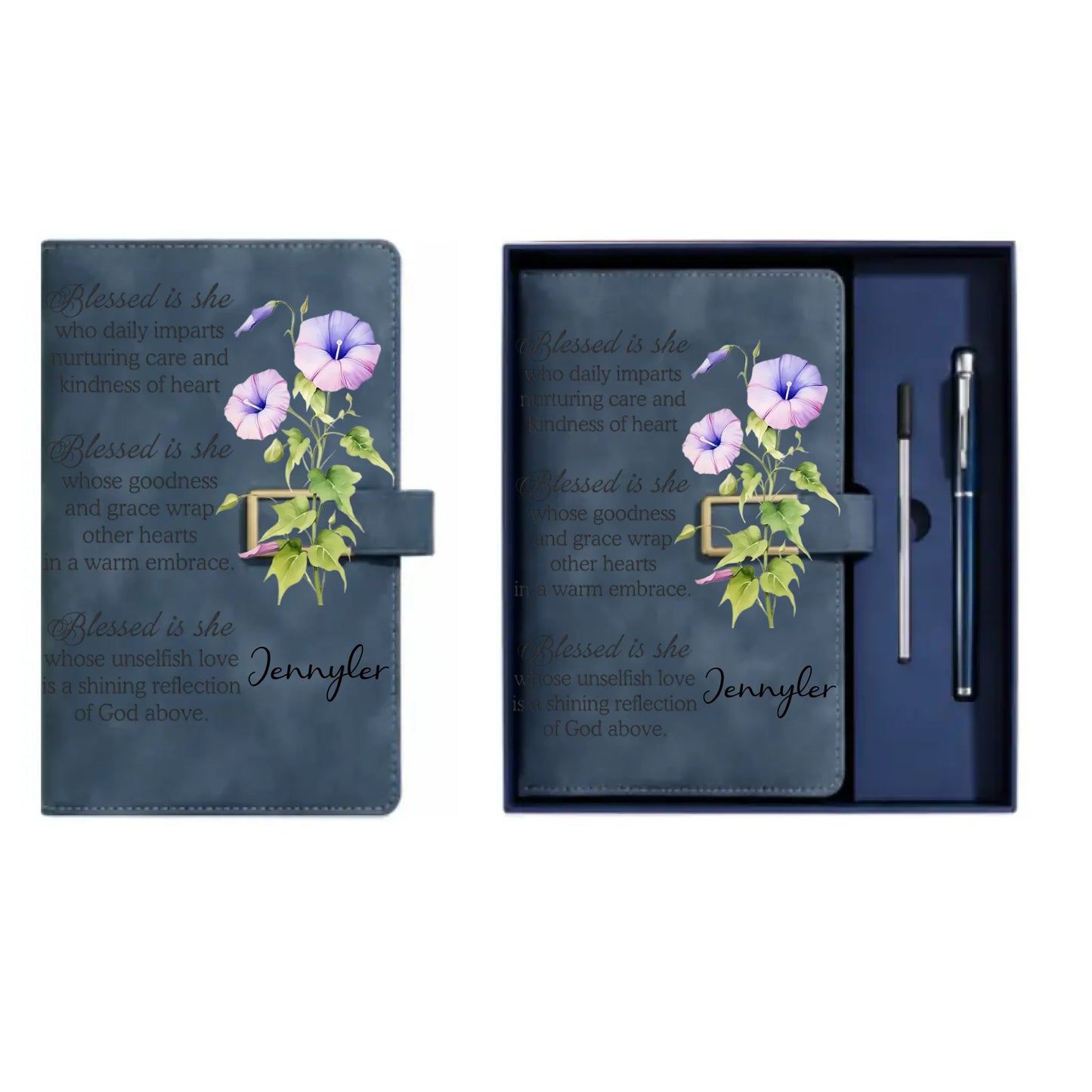 Personalized Bless Is She Leather Journal Set