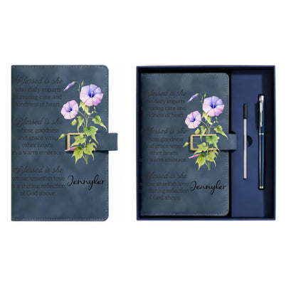 Personalized Bless Is She Leather Journal Set