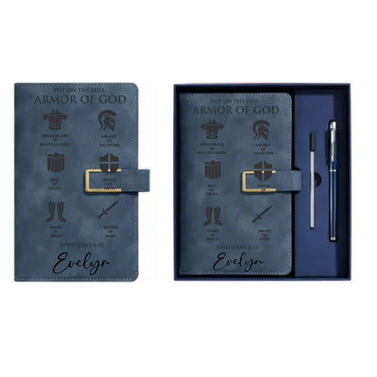Personalized Put On The Full Armor Of God Leather Journal Set