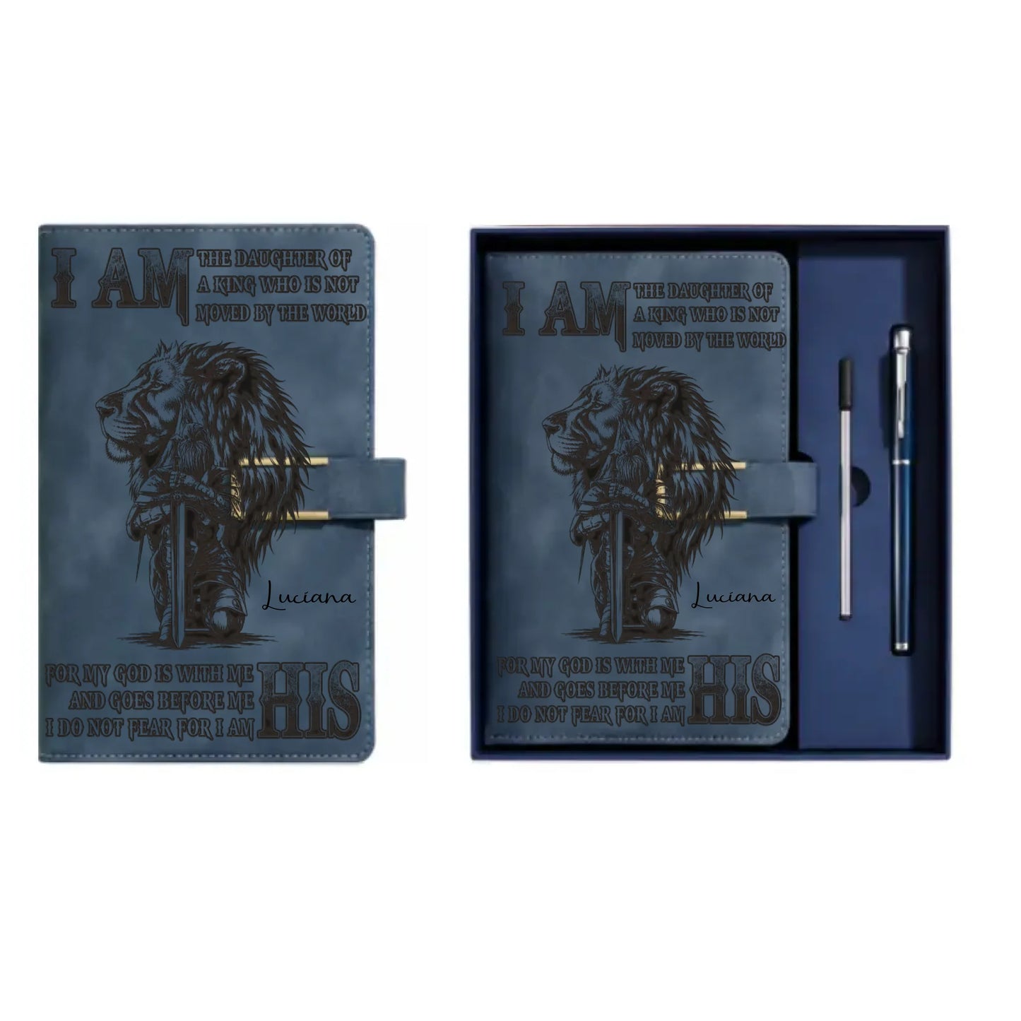 Personalized I Am Daughter Of The King Leather Journal Set