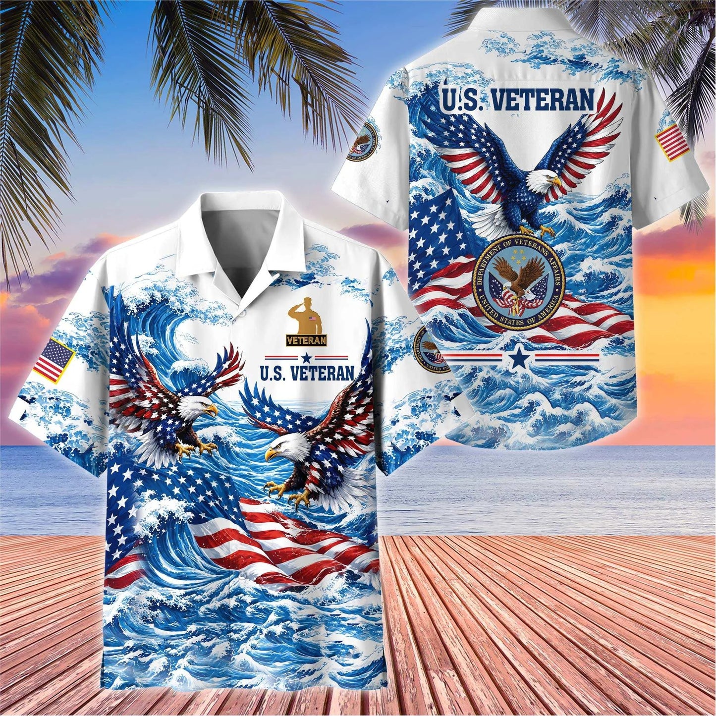 Premium US Veterans Hawaiian Shirt, Gifts For US Veterans, Gifts For Father's Day, Veterans Day.